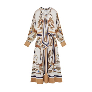 REISS Ellie Foulard-Print Tie-Neck Midi Dress